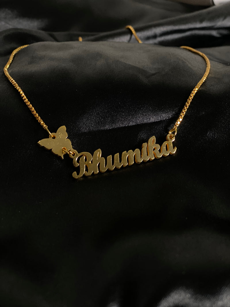 Butterfly Accent Customized Name Necklace