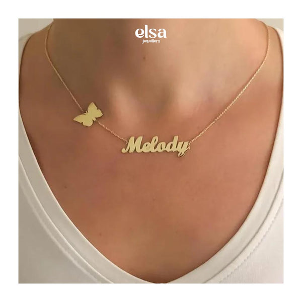 Butterfly Accent Customized Name Necklace
