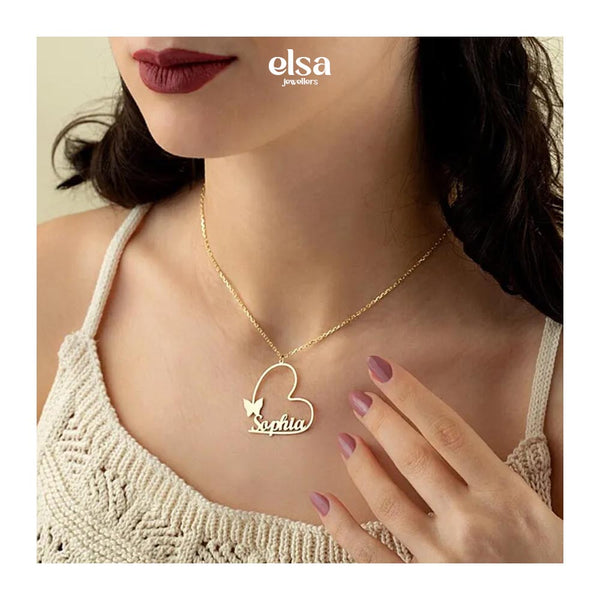 Butterfly Heart Personalized Name Necklace