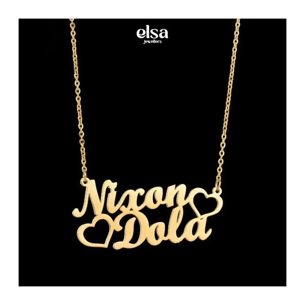 Double Heart Couple Name Necklace