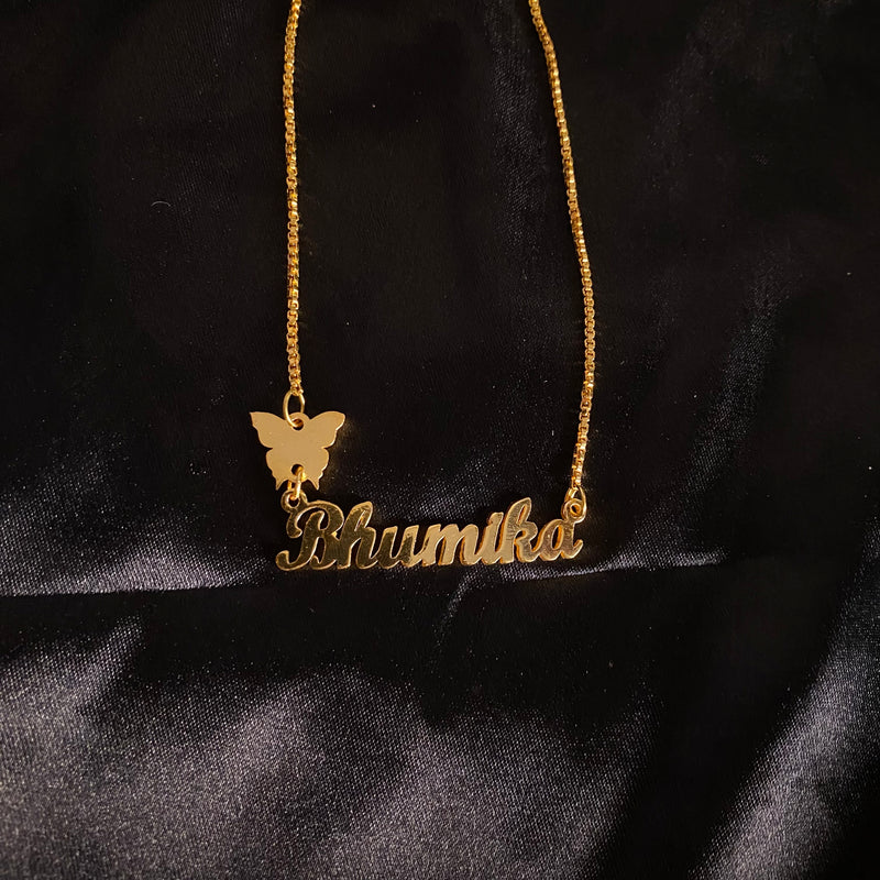 Butterfly Accent Customized Name Necklace