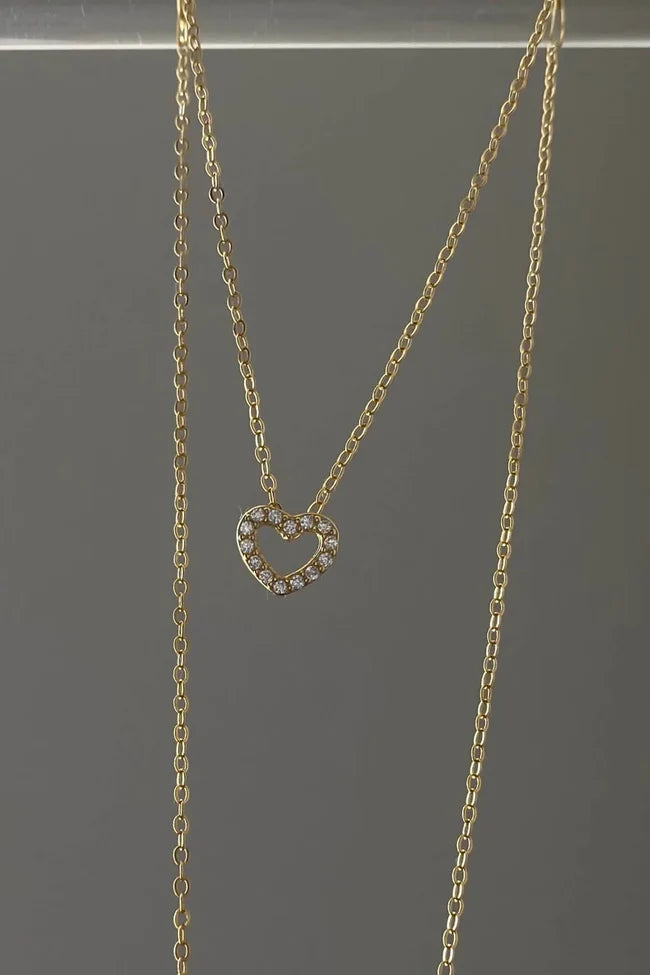 Elegant Diamond Halo Heart Pendant Necklace