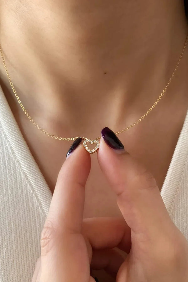 Elegant Diamond Halo Heart Pendant Necklace