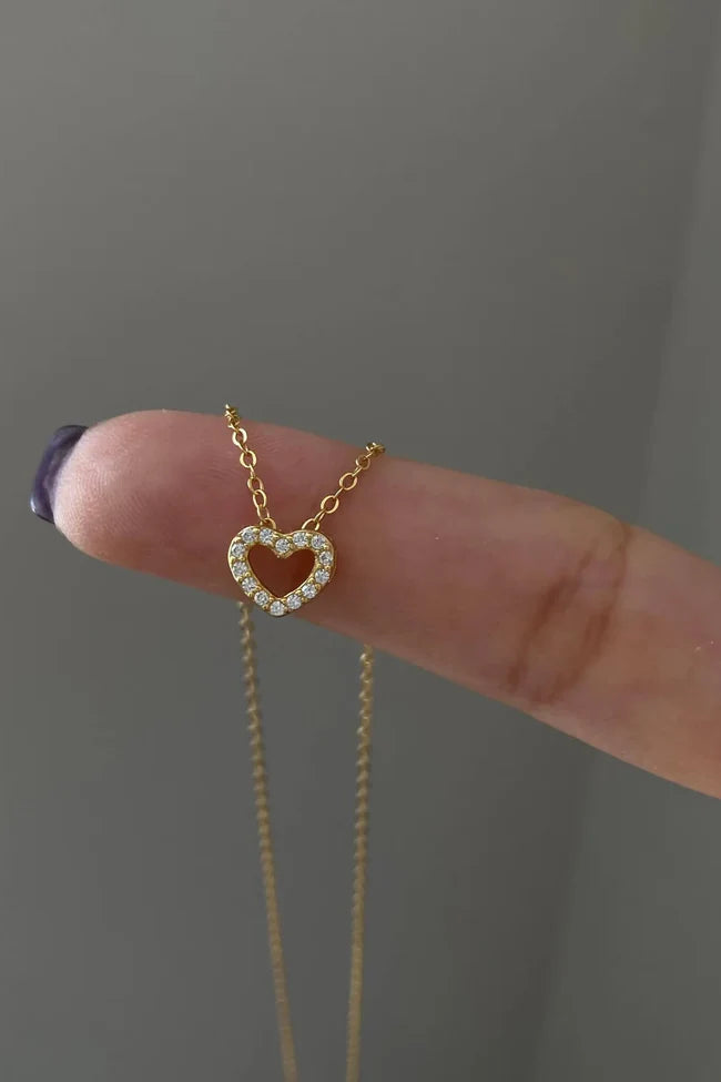 Elegant Diamond Halo Heart Pendant Necklace