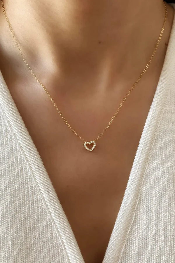 Elegant Diamond Halo Heart Pendant Necklace