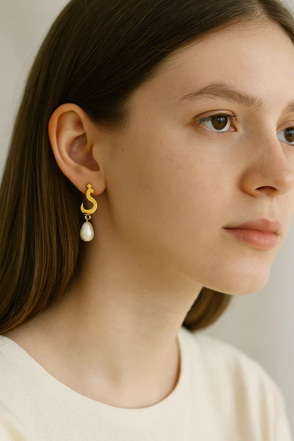 Personalized Calligraphy Pearl Earrings