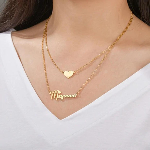 Signature Double Chain Heart Necklace